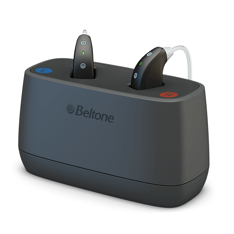 Beltone Imagine BTE with charger hearing aid — example model